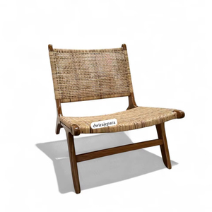 Chaise longue moderne faite à la main avec coussin, fauteuil bohème en osier pour le salon, le balcon, le jardin, le patio et le mobilier de villégiature - Product Image 1