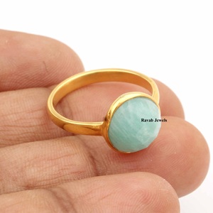 Bonne qualité 925 argent Sterling éternité pierre précieuse bague vert Amazonite élégant Vermeil finition lunette réglage meilleur cadeau pour les femmes - Product Image 6