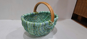 Wholesale Eco-friendly Multifunction Easter <b>Basket</b> Rattan with Handles Handmade Handicraft Vietnam Green Blue Color Vgreen Art - Product Image 5