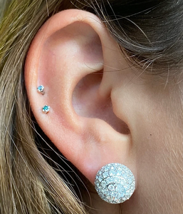 ต่างหูเพชรเม็ดเดี่ยวทรงฮิปฮอปเพชรโมอิสซาไนต์ธรรมชาติต่างหูชุบเงินสเตอริง925แข็ง - Product Image 5