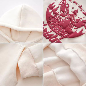 Sweats à capuche surdimensionnés en coton mélangé imprimé bouffant Sweats à capuche personnalisés poids lourd pour hommes Vente en gros - Product Image 3