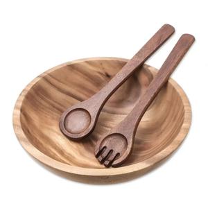 Qualité garantie Fabriqué en Inde Vente en gros en vrac Ensemble de saladiers de fruits en bois personnalisés avec cuillère et fourchette Ingrédients naturels - Product Image 3