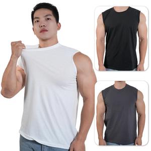 Personalizado de gran tamaño 360g algodón + poliéster Waffle lavado Raw Edge Streetwear camiseta sin mangas para hombres - Product Image 4