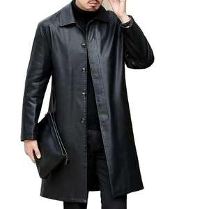 Manteau long en cuir écologique réversible imperméable pour homme de qualité supérieure avec un design intemporel pour les journées froides - Product Image 6