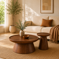 Ensemble de table basse ronde en bois écologique moderne avec base conique pour le mobilier de salon