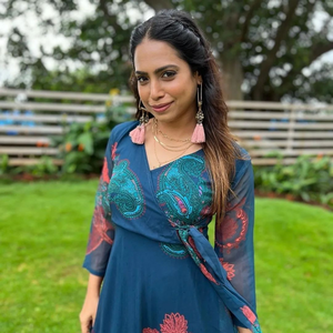 ชุดผ้าจอร์เจีย angharkha ยาวถึงพื้นสวยงามคุณภาพระดับพรีเมี่ยมพิมพ์ลายดิจิตอลสำหรับฤดูร้อน - Product Image 5