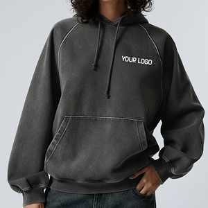 เสื้อฮู้ดพิมพ์ลายตามสั่ง OEM/ODM ผ้าฝ้าย 100% ทรงโอเวอร์ไซส์ ไหล่ตก หนัก 500GSM ซักย้อมสีแบบแอซิดวอช สโตนวอช แขนยาว สำหรับฤดูหนาว - Product Image 4