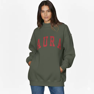 Elegant Women Oversized Stand Collar <b>Top</b> Casual Loose Fit <b>Long</b> <b>Sleeve</b> Pullover <b>Sequined</b> Front Cozy Knit Streetwear Sweatshirt - Product Image 1