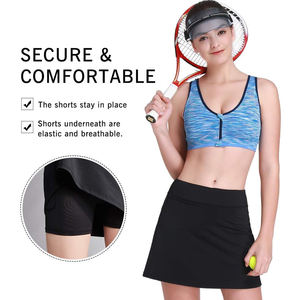 Wholesale <b>Women's</b> Comfortable Sports <b>Skirt</b> <b>Black</b> Color Mid Waist Double Layer Quick Dry Front Logo OEM Service - Product Image 4