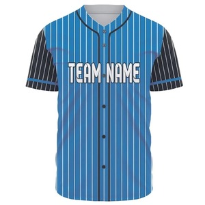 Op maat gemaakt honkbalshirt, unisex, marineblauw, rode bies, korte mouw, knoopsluiting aan de voorkant, teamnaam, nummer, volledig bedrukt, ademend, grote maten - Product Image 5
