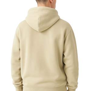 Sudadera con Capucha de Felpa para Hombre, Color Beige, 100% Algodón, Tinte Liso, Estilo Casual Urbano, Suave, con Bolsillo Tipo Canguro, Abrigada para Invierno, Prenda Superior de Moda - Product Image 2