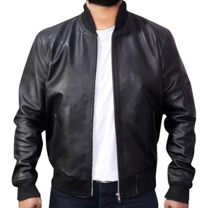 Chaqueta Bomber Mena con MOQ Bajo, Chaqueta Bomber de Cuero de Color Sólido de Buena Calidad para Hombre - Product Image 4