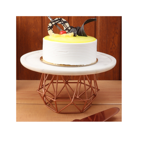 Luxury Theme Metal Cake Stand With Marble <b>Top</b> Round Shaped Use for Home Decoration Metal Design Best for <b>Birthday</b> Party Decor - Product Image 1