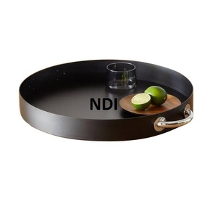 Plateau de service en métal enduit de poudre noire Plateau de service de stockage de petit déjeuner de qualité supérieure de conception standard utilisée à usages multiples - Product Image 1