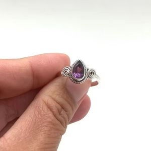 Anillo de piedras preciosas de amatista de Plata de Ley 925, joyería hecha a mano, anillo de estilo bohemio de plata, joyería para mujer, regalo de boda para esposa - Product Image 1