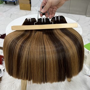 Venta al por mayor Remy Hair Virgin Donor Piano Color Shades Double Bone Straight Bundles Frontal Extensiones de cabello humano vietnamita - Product Image 2