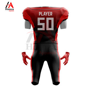 Uniformes de football américain personnalisés rouge et noir | 100% Polyester 180 GSM | Ensemble maillot et pantalon de sport sublimé - Product Image 3