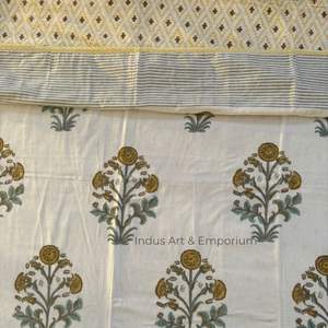 Algodón suave amarillo impreso dohar mano bloque impresión Boho jaipuri manta doble Dohar - Product Image 3