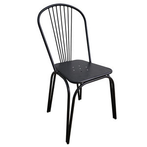 GCF005 Industrial Style <b>Restaurant</b> Furniture Iron Cafe Chair with Backrest Rustic Dining <b>Set</b> Satin Iron Finish - Product Image 1