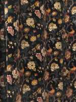 Rideau en velours style vintage, imprimé floral noir, taille personnalisée, sur mesure, en velours 100% coton, rideaux de haute qualité en coton.