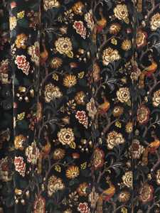 Cortina de terciopelo estilo vintage con estampado floral negro, tamaño personalizado, en cualquier tamaño, cortinas de terciopelo 100% algodón, algodón de alta calidad - Product Image 1