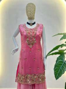 Ensemble Palazzo 3 Pièces Designer en Soie Fandy avec Broderie Perles et Sequins – Tenue Palazzo Tendance avec Dupatta - Product Image 6