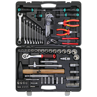 Set Perkakas Profesional 92-Piece 1/4 & 1/2 Inch Drive 6-Point Sockets, Pliers, Bit Holder & Alat Lainnya dalam Kotak Blow Case, Material CR-V, OEM untuk Perbaikan Mobil