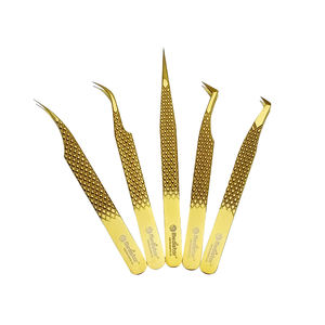 Pinzas profesionales duraderas de volumen de oro-titanio, fibra delgada de 90 grados, agarre perfecto, precisión de 10mm, acero inoxidable suave - Product Image 4