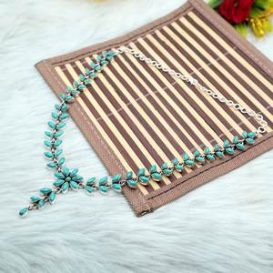 <b>Handmade</b> 925 Sterling <b>Silver</b> Turquoise <b>Necklace</b> with Platinum Women's Gift NL0346-GS - Product Image 2