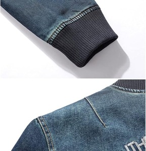 First Fitness Industry Venta caliente Denim Chaqueta ligera Color sólido Hombres Jeans Chaqueta Cómoda manga larga Stand Collar - Product Image 4