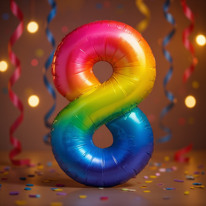 Palloncino Numero 8 Multicolore 100cm per Decorazioni Festa - Product Image 3