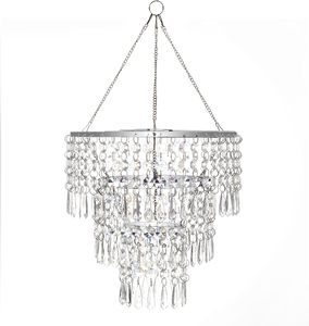 3 Tiers Fuax <b>Crystal</b> Acrylic Beaded Chandelier, W10.5" H11",Modern Chrome Chandelier Ceiling Pendant <b>Light</b> <b>Shade</b> with Clear Acry - Product Image 5