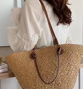 Bolso de Hombro Grande de Paja Tejida a Mano para Vacaciones de Verano en la Playa - Product Image 2