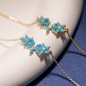 Collar DE FLOR DE RACIMO turquesa, colgante de piedras preciosas de plata esterlina, regalo de joyería para mujer hecho a mano - Product Image 3