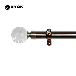Barra de Cortina Clásica KYOK con Adorno Esférico de Cristal y Acabado en Bronce, Diámetro de 0.75-0.99 Pulgadas - Product Image 1
