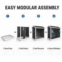 Bâtiment modulaire préfabriqué en acier avec toit à pente unique en verre, isolé EPS, à assemblage par boulons, pour bureaux et usage commercial