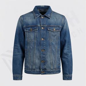 Veste en jean décontractée personnalisée pour hommes, grandes tailles, 100% coton, option logo sur le devant, respirante, veste d'hiver - Product Image 1