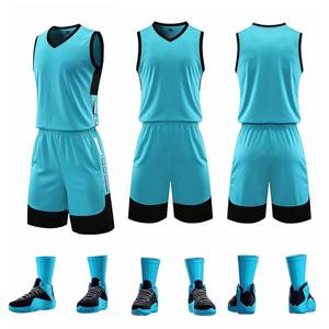 Conjunto de ropa deportiva de poliéster BSCI de secado rápido para hombres, uniforme de entrenamiento de baloncesto de talla grande con diseño de malla en blanco impreso - Product Image 2