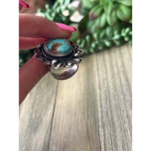 Alex Sanchez Royston Turquoise Sterling <b>Silver</b> <b>Adjustable</b> Vintage <b>Ring</b> - Product Image 6