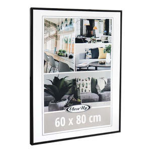 Set of 3 <b>Black</b> Poster <b>Frames</b> 60 X 80 cm Silver Metal Alloy A2 and A4 Sizes for Home Decor and Photos - Product Image 2