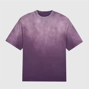 T-shirts pour hommes en jersey 100% coton, respirants, noirs, style High Street Hip Hop, coupe oversize, avec logo personnalisé, effet délavé à l'acide et vintage. - Product Image 2