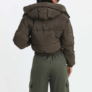 2026 Men's High Quality Casual Winter Regular Hooded Waterproof Reversible Puffer Jacket Canvas <b>Bubble</b> <b>Coat</b> Stand Collar Front - Product Image 5