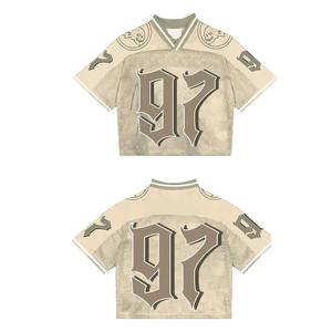 เสื้อครอปสำหรับผู้ชายเสื้อฟุตบอลเบสบอลเสื้อกีฬาผ้าตาข่ายพิมพ์ลายสกรีนเสื้อผ้าออกแบบได้ตามต้องการ - Product Image 4