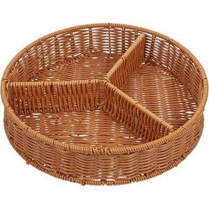 Plateau ottoman en rotin plateau de service décoratif Snack avec section de panier de fruits pour le petit déjeuner boissons panier à pain sectionnel - Product Image 1