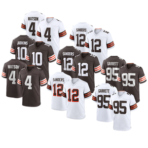 เสื้อฟุตบอลอเมริกันแบบเย็บปักลาย คลีฟแลนด์ ชีดูเออร์ แซนเดอร์ส เบอร์ 12 และ ควินชอน จุดกินส์ เบอร์ 10 รุ่นใหม่ปี 2025 ขายส่ง - Product Image 1