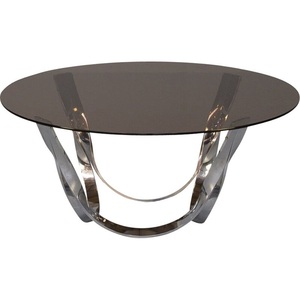 Modern Eco-Friendly Tempered Glass Coffee <b>Table</b> <b>Gold</b> Brushed Stainless Steel Base High Quality Living Room Furniture Best - Product Image 5