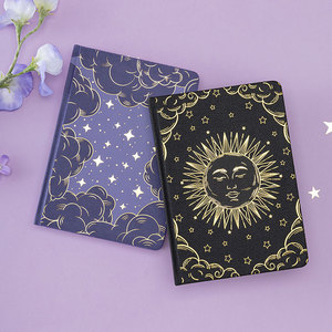 LABON Cahier mystique en cuir PU Journal céleste et fantaisie avec papillon <span class=keywords><strong>baleine</strong></span> étoile lune soleil en relief doré - Product Image 3