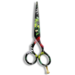 Tijeras de Peluquería con Reposadíces Dorado, Mango de Lujo, Tijeras de Corte de Pelo para Salón, Recubrimiento de Papel Floral, Acero Metálico - Product Image 4