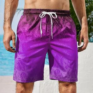 Shorts de plage pour hommes dégradé de couleur bloc cordon de serrage été maillots de bain pour hommes taille élastique impression 3D respirant court Streetwear - Product Image 6