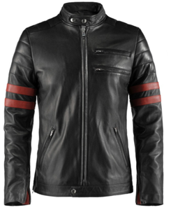 Chaquetas de cuero negro sólido de motociclista informales de cuero auténtico hechas a medida para hombre con cremallera para hombre - Product Image 3